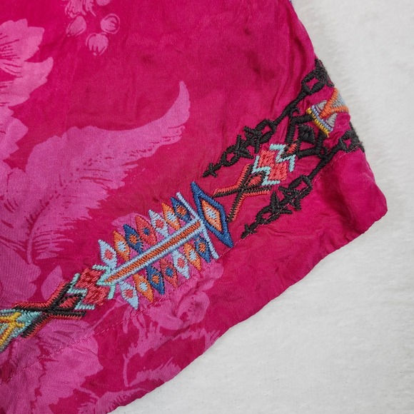Biya Johnny Was Pink Embroidered Floral Jacquard Short Womens Small Boho Fuchsia - Picture 4 of 9